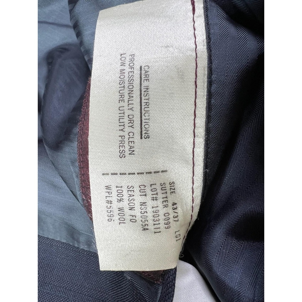Nordstrom Suit Jacket Mens 43L Blue Stripe Wool Double Breasted USA - Picture 11 of 16